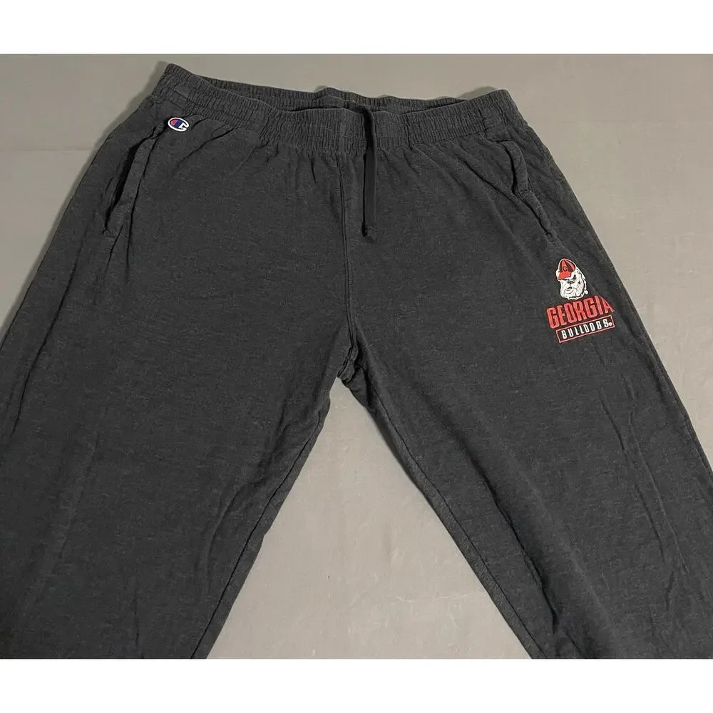 Champion Georgia Bulldogs Fleece Sweatpants XL UGA Logo Gray Excellent Cond